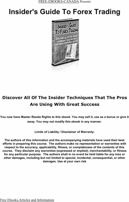 Product picture Insiders Guide To Forex Trading